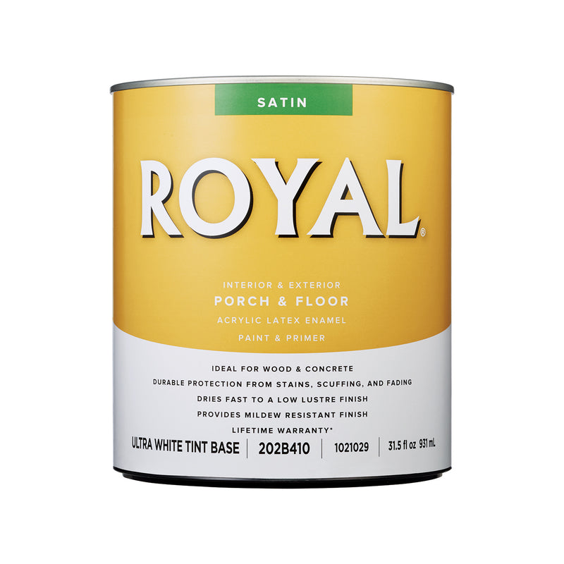 Royal Satin Tint Base Ultra White Base Porch & Floor Paint 1 qt, Pack of 4