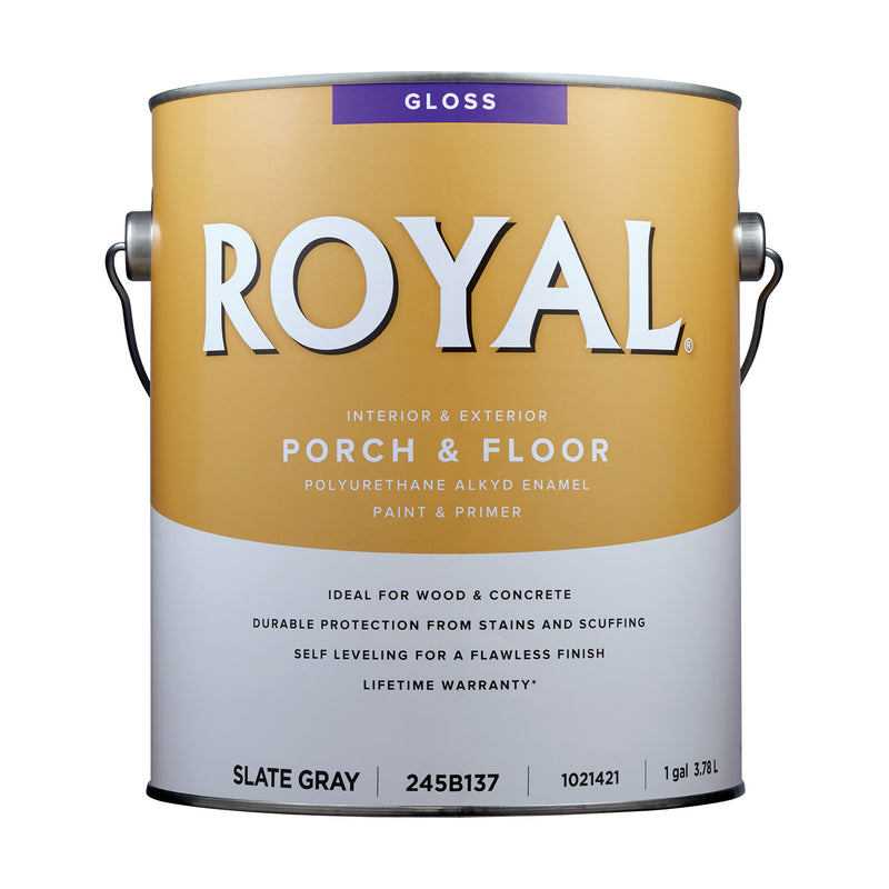 Royal Gloss Slate Gray Porch and Floor Paint+Primer 1 gal, Pack of 4
