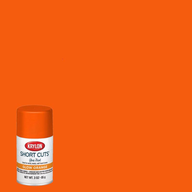 Krylon Short Cuts Gloss Glow Orange Spray Paint 3 oz, Pack of 6