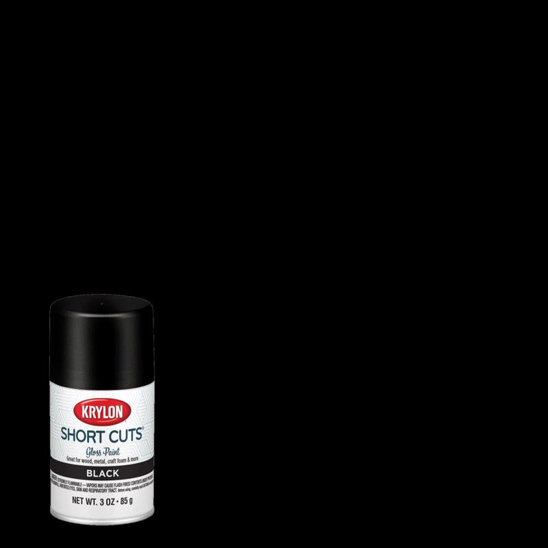 Krylon Short Cuts Gloss Black Spray Paint 3 oz, Pack of 6