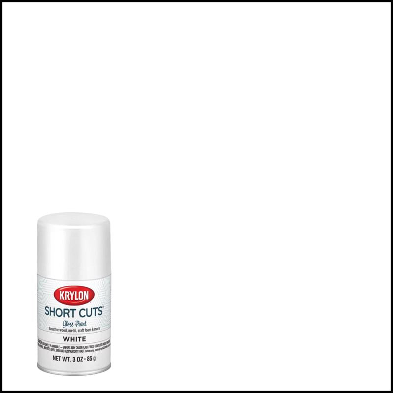Krylon Short Cuts Gloss White Spray Paint 3 oz, Pack of 6