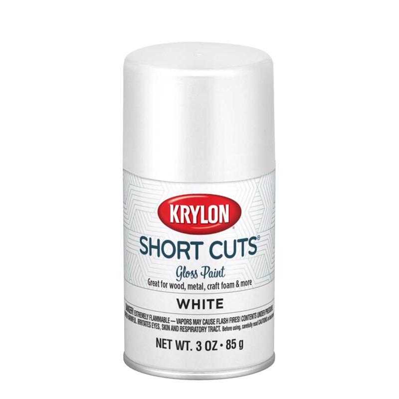 Krylon Short Cuts Gloss White Spray Paint 3 oz, Pack of 6