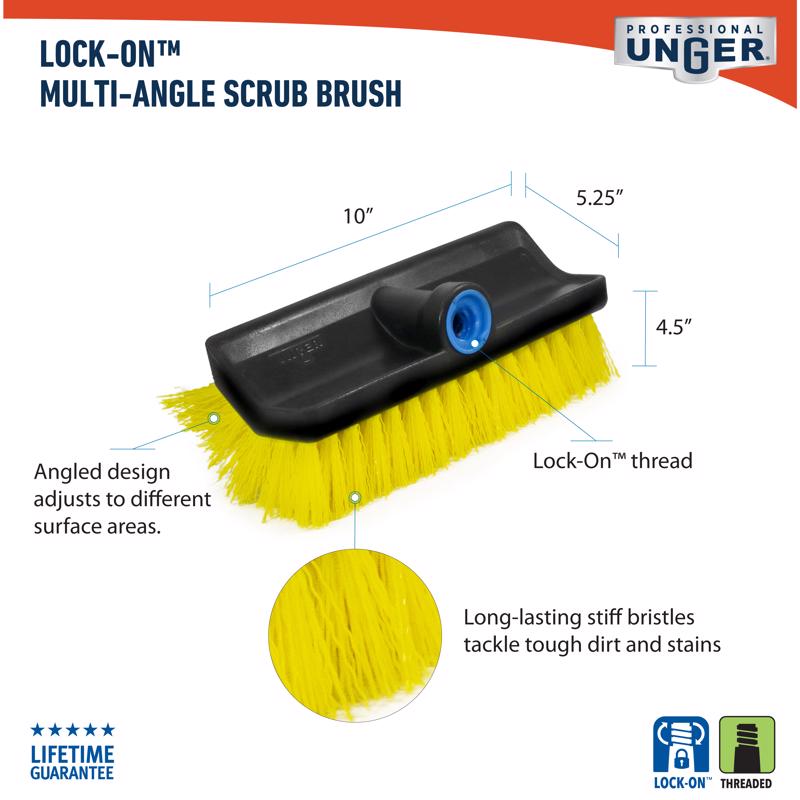 Unger 10 in. W Hard Bristle Polypropylene Handle Multi-Angle Scrub Brush