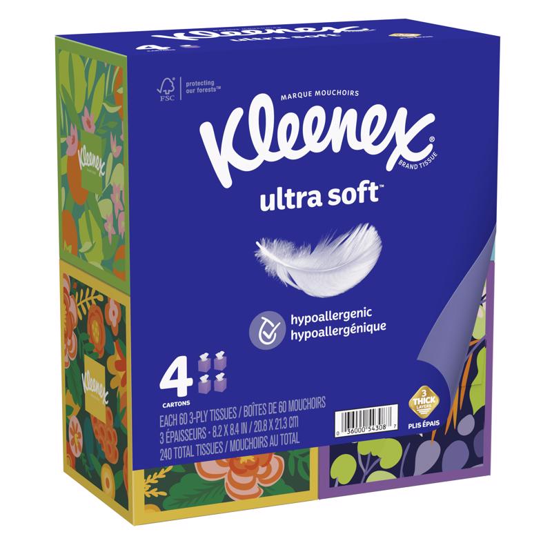 Kleenex Ultra Soft 60 ct Facial Tissue, Pack of 8