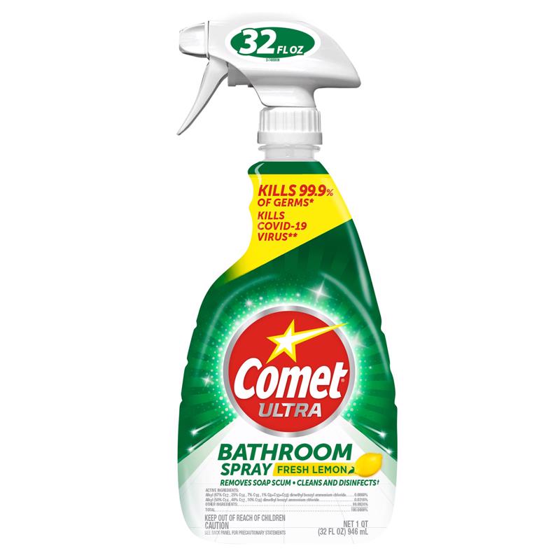 Comet Ultra Lemon Scent Concentrated Bathroom Cleaner Spray 32 oz, Pack of 9