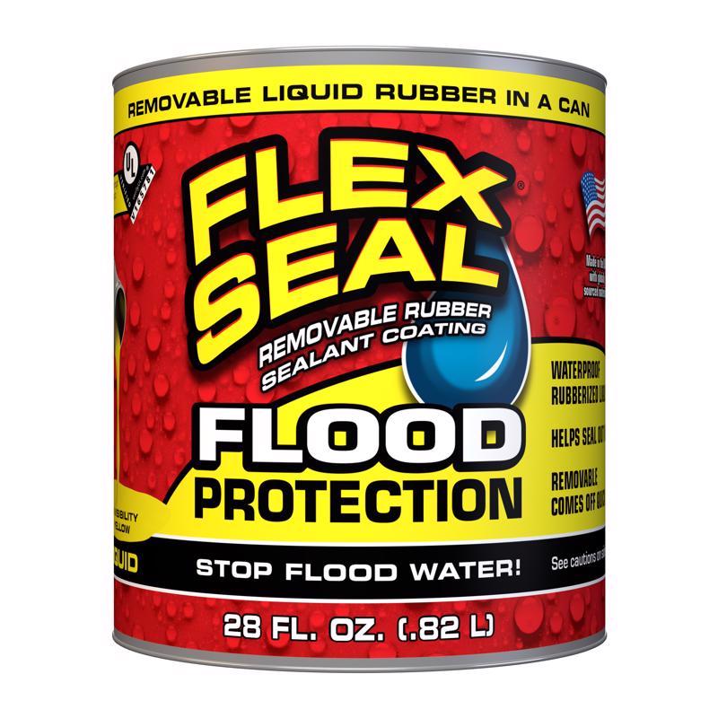 Flex Seal Family of Products Flood Protection Yellow Liquid Rubber Sealant Coating 28 oz, Pack of 4