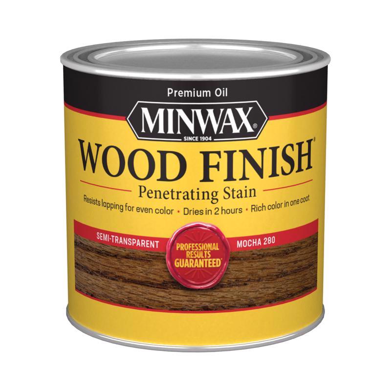 Minwax Wood Finish Semi-Transparent Satin Mocha Oil-Based Penetrating Wood Stain 1/2 pt, Pack of 4