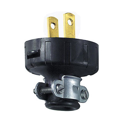 Leviton 010-48646-02E Electrical Plug, 18 to 14 AWG, 2-Pole, 15 A, 125 V, NEMA: NEMA 1-15P, Black