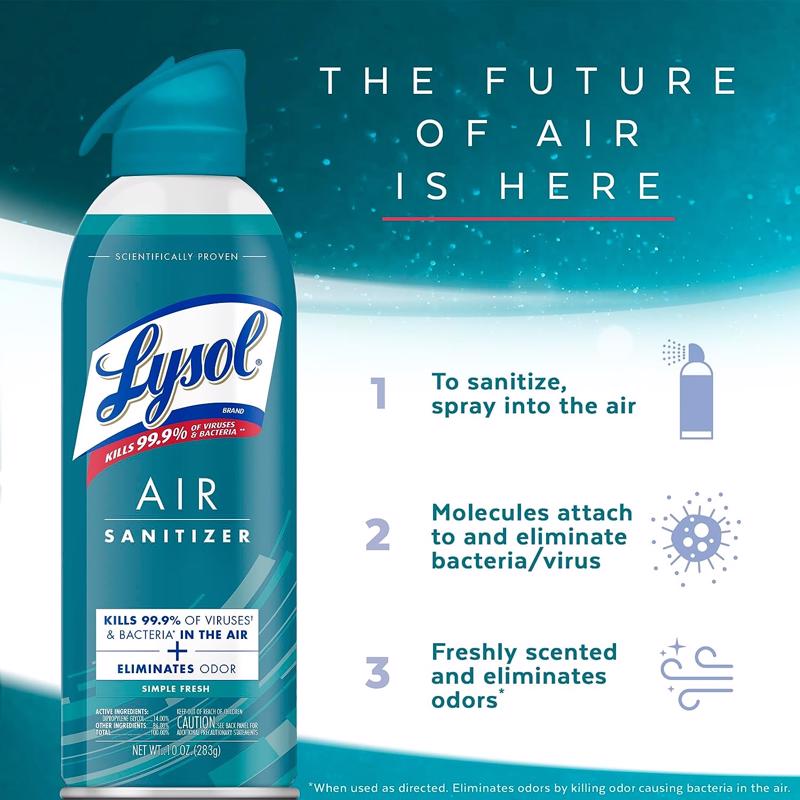 Lysol Fresh Scent Air Sanitizer 10 oz 1 pk, Pack of 6