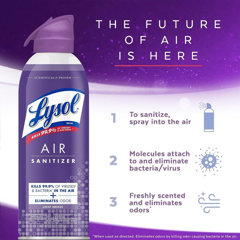 Lysol Light Breeze Scent Air Sanitizer 10 oz 1 pk, Pack of 6