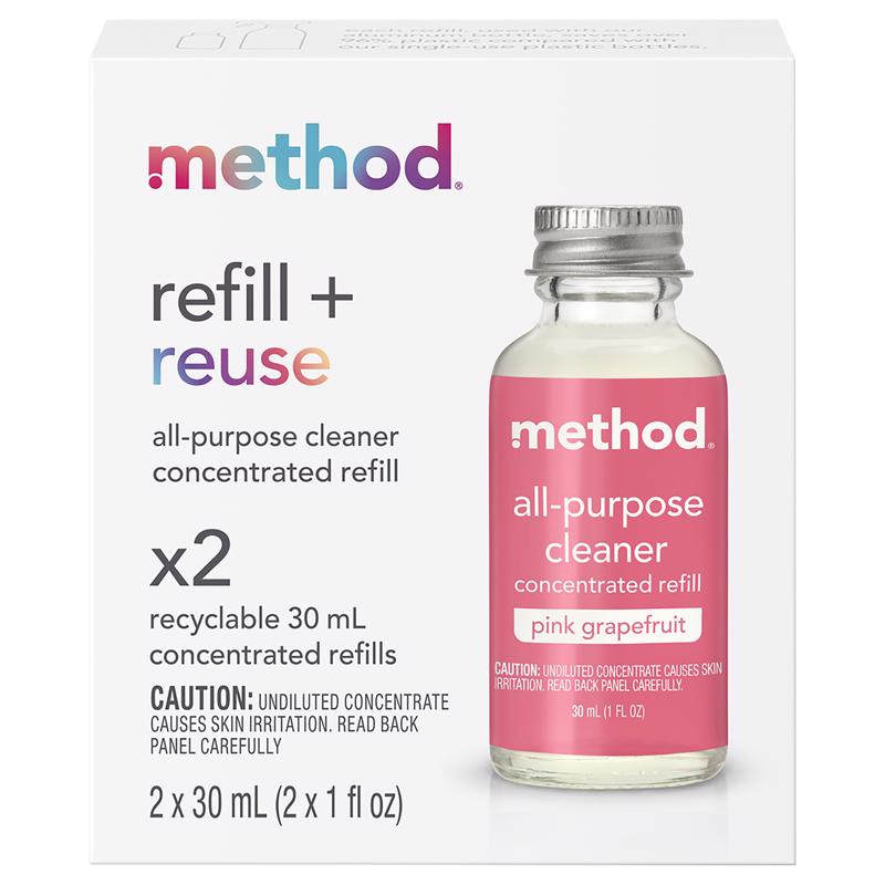 Method Pink Grapefruit Scent Concentrated All Purpose Cleaner Refill Liquid 1 oz, Pack of 12