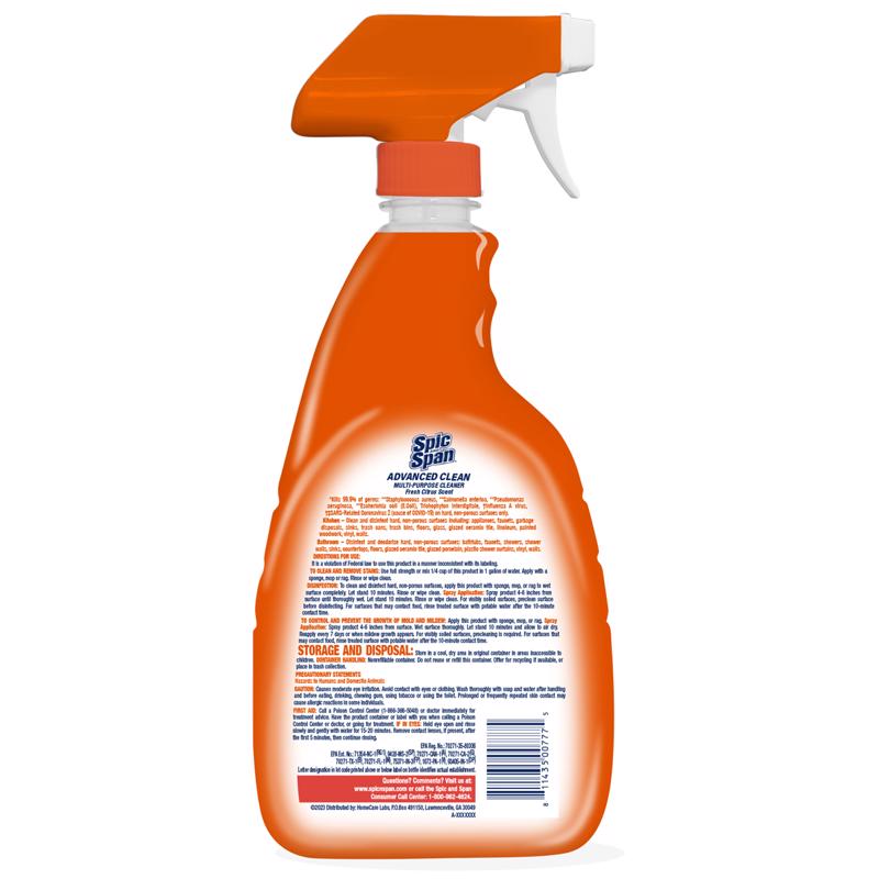 Spic and Span Fresh Citrus Scent Multi-Purpose Cleaner Liquid Spray 32 oz, Pack of 9