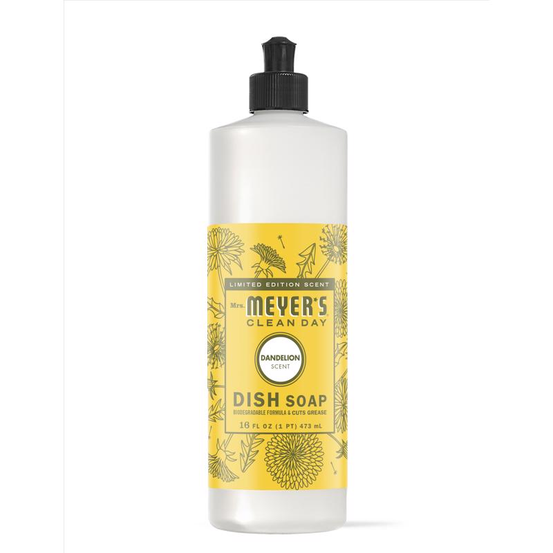 Mrs. Meyer's Clean Day Dandelion Scent Liquid Dish Soap 16 oz 1 pk, Pack of 6