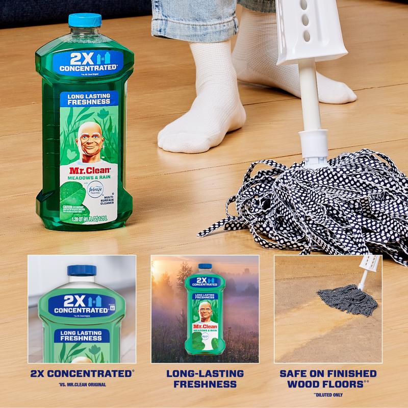 Mr. Clean Meadows and Rain Scent Concentrated All Purpose Cleaner Liquid 23 oz, Pack of 6