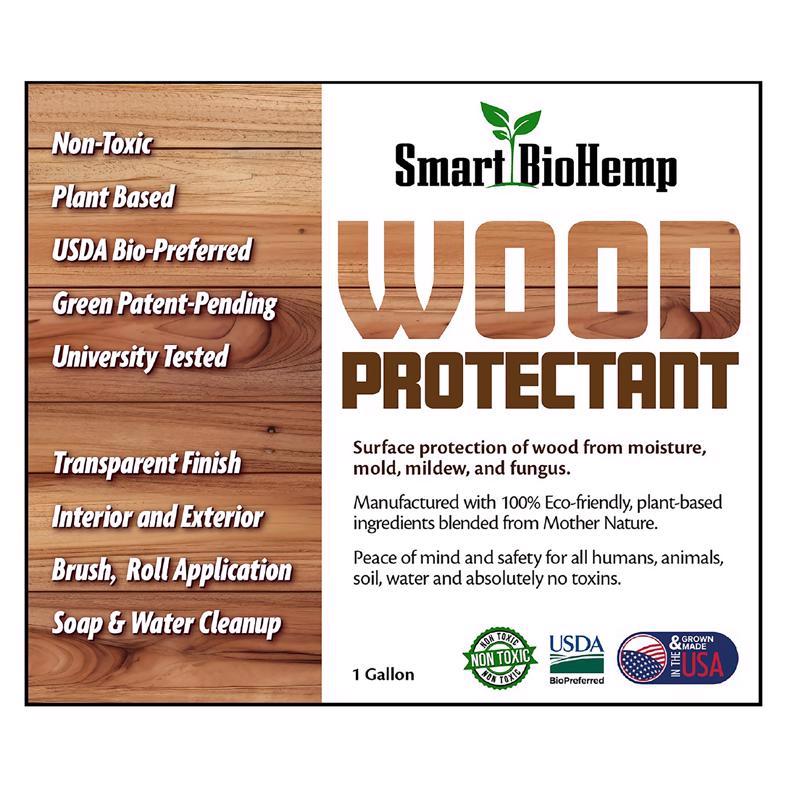 Smart BioHemp Flat Clear Fully-Transparent Water-Based Wood Protector 1 gal, Pack of 4