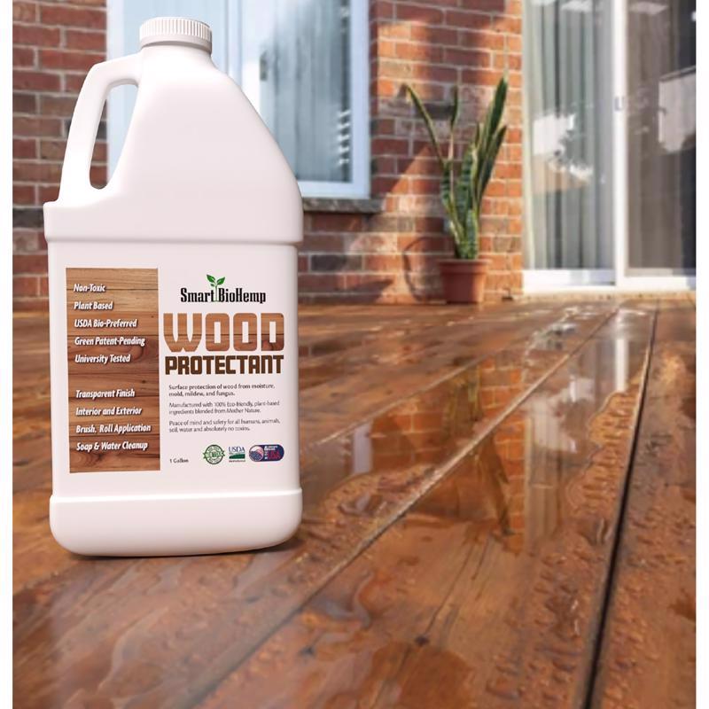 Smart BioHemp Flat Clear Fully-Transparent Water-Based Wood Protector 1 gal, Pack of 4