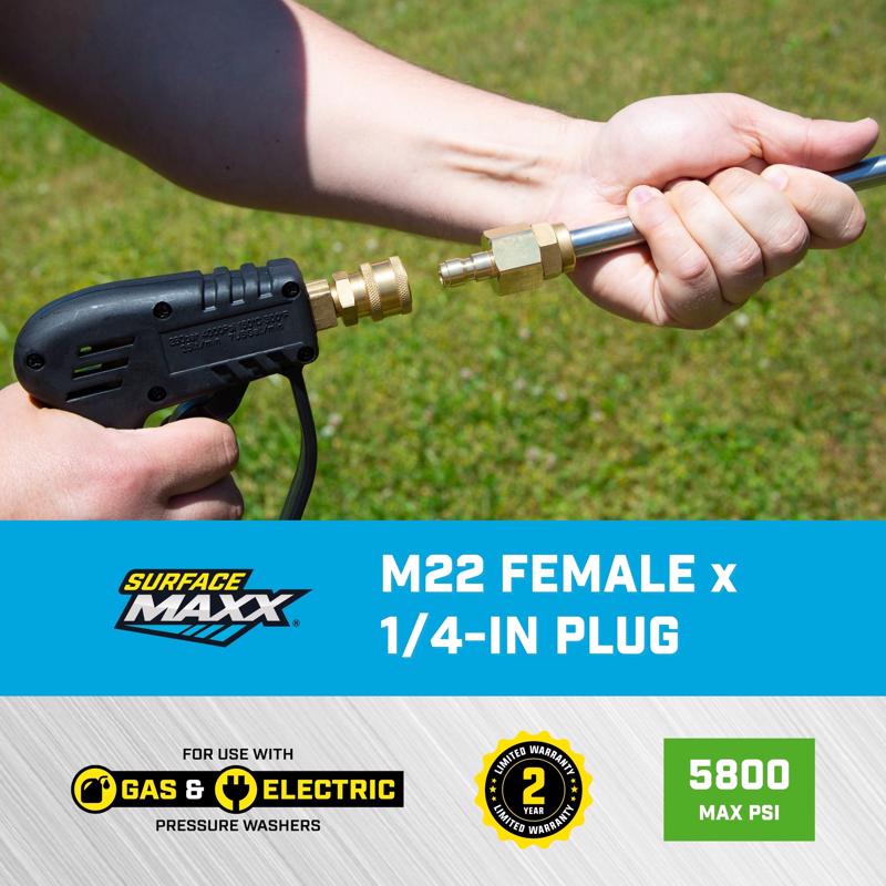 SurfaceMaxx M22 Female x 1/4-in Quick Connect Plug 5800 psi