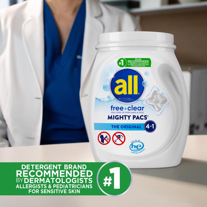 All Mighty Pacs Free & Clear Scent Laundry Detergent Pod 25.8 oz 39 pk, Pack of 6