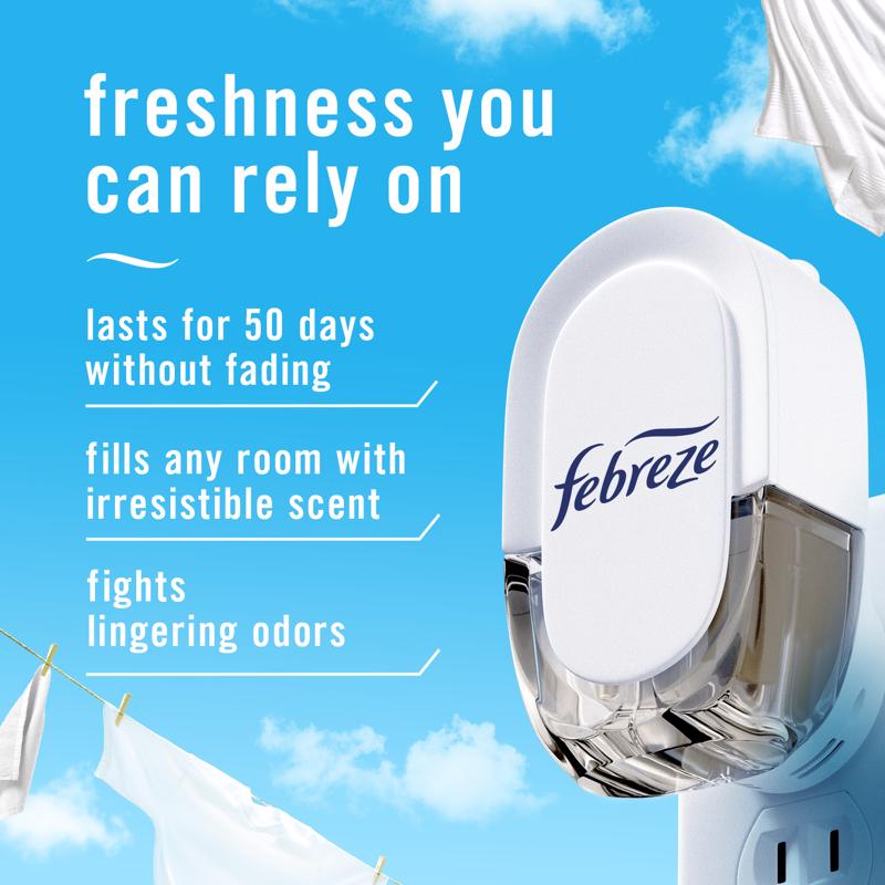 Febreze Plug Linen & Sky Scent Air Freshener Starter Kit 0.87 oz Liquid 1 pk, Pack of 4