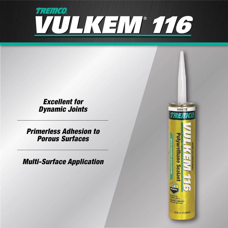 Vulkem 116 White Polyurethane Window and Door Caulk Sealant 10.1 fl. oz., Pack of 12