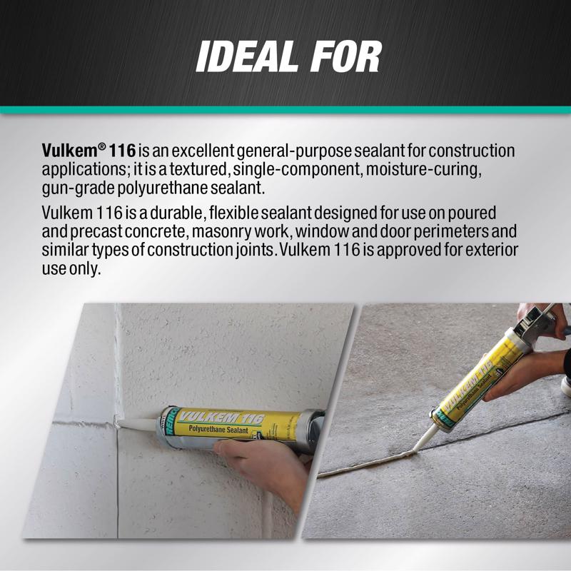 Vulkem 116 White Polyurethane Window and Door Caulk Sealant 10.1 fl. oz., Pack of 12
