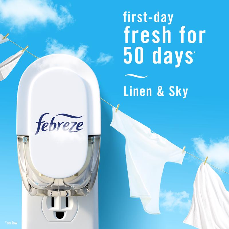 Febreze Plug Linen and Sky Scent Air Freshener Oil Refill 1.75 oz Liquid 2 pk, Pack of 6