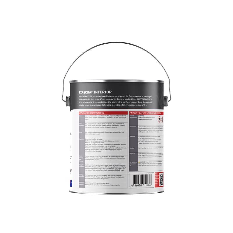 Firecoat White Flat Water-Based Acrylic Fire Retardant Paint 1 gal, Pack of 4