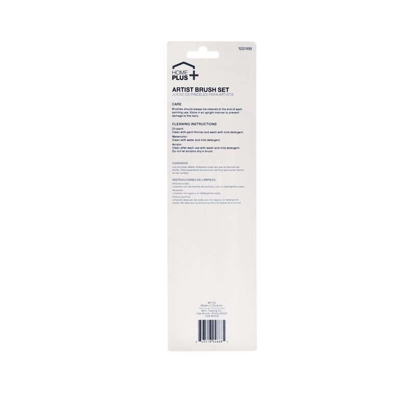 Home Plus Assorted Flat Artist Paint Brush Set, Pack of 12