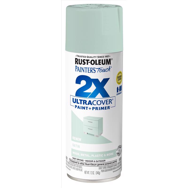 Rust-Oleum Painter's Touch 2X Ultra Cover Satin Renew Paint+Primer Spray Paint 12 oz, Pack of 6