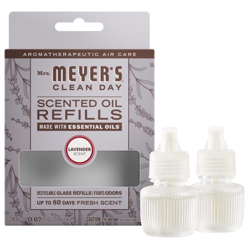 Mrs. Meyer's Clean Day Lavender Scent Air Freshener Oil Refill 0.67 oz Liquid 2 pk, Pack of 4