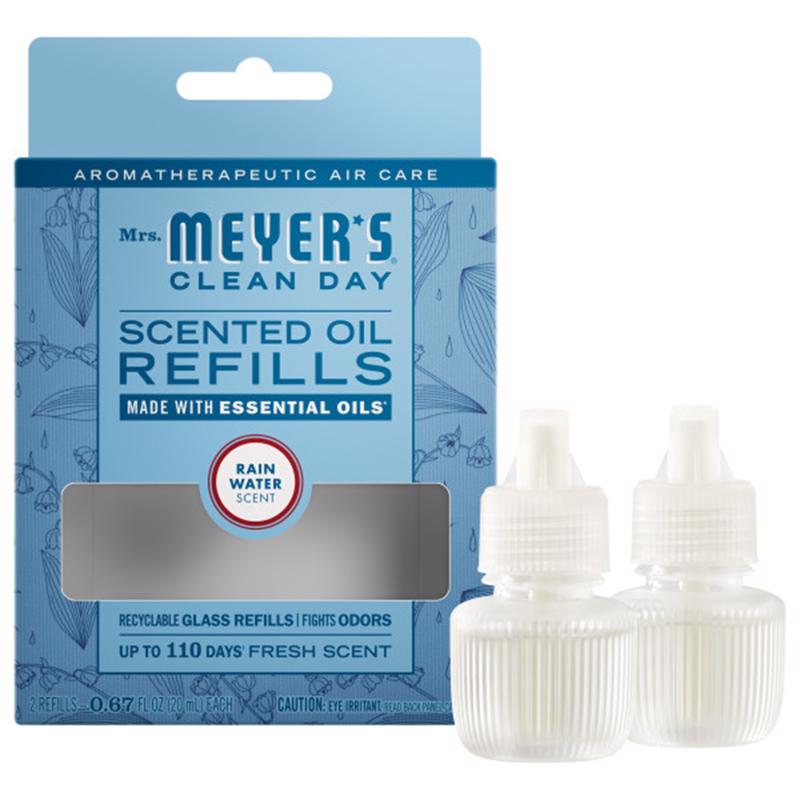 Mrs. Meyer's Clean Day Rain Water Scent Air Freshener Oil Refill 0.67 oz Liquid 2 pk, Pack of 4