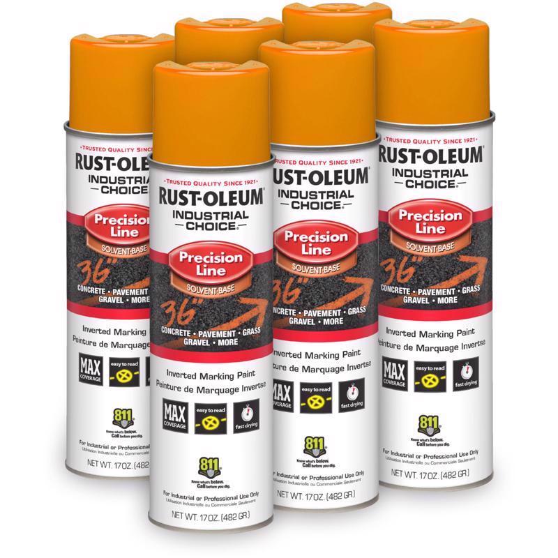 Rust-Oleum Industrial Choice - Contractor Pack(6 pk) Fluorescent Orange Inverted Marking Paint 17 oz