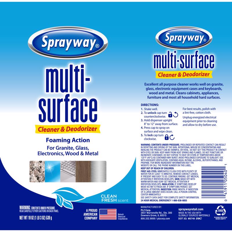 Sprayway Fresh Scent Multi-Surface Cleaner Aerosol 19 oz, Pack of 6