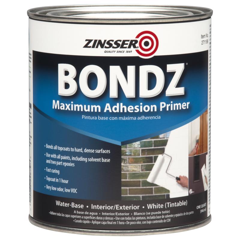 Zinsser Bondz White Water-Based Maximum Adhesive Primer 1 qt, Pack of 4
