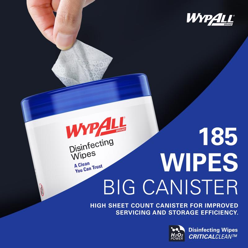 Wypall Polyester/Polyamide/Polypropylene Disinfecting Wipes 5.7 in. W X 7 in. L 555 sheet 185 pk