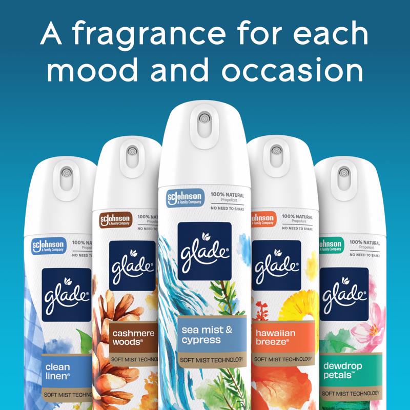 Glade Clean Linen Scent Air Freshener 7.3 oz Aerosol, Pack of 6