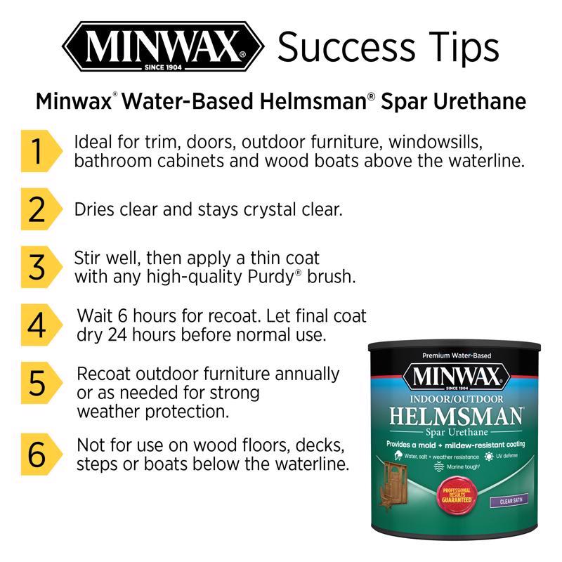 Minwax Helmsman Gloss Clear Water-Based Spar Urethane 1 qt