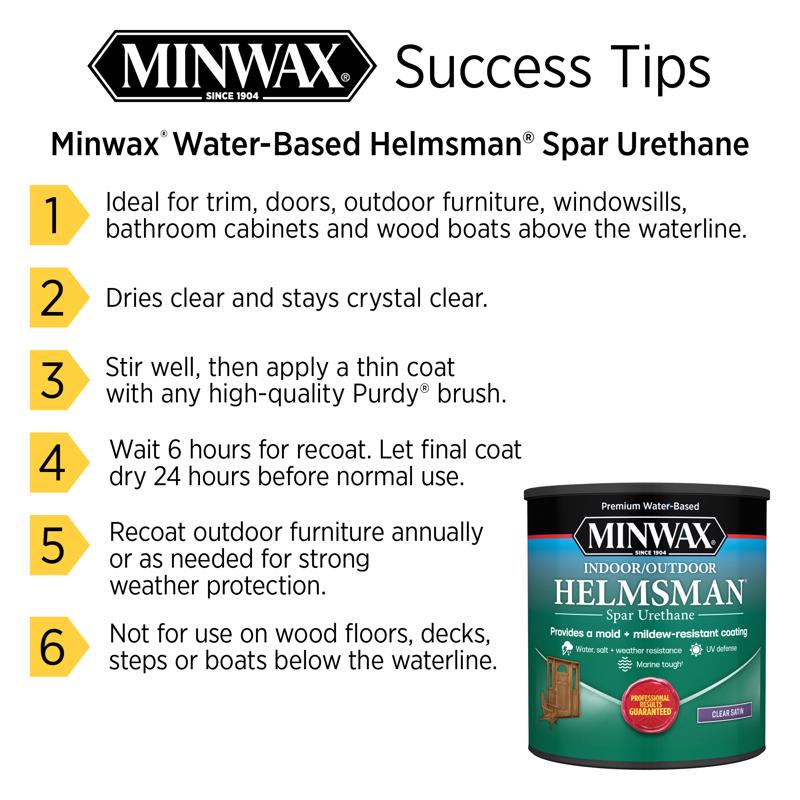 Minwax Helmsman Satin Clear Water-Based Spar Urethane 1 qt