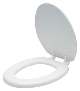 ProSource ES001-WH Toilet Seat, Elongated, PP, White, Plastic Hinge