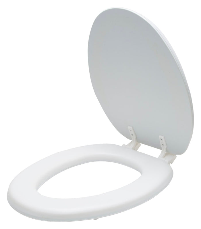 ProSource ES001-WH Toilet Seat, Elongated, PP, White, Plastic Hinge Hinge