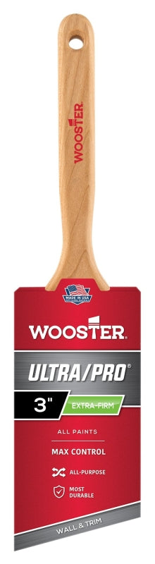 Wooster Ultra/Pro 4153-3 Paint Brush, 3 in W, Extra-Firm Brush, 3-3/16 in L Bristle, Nylon Bristle, Sash Handle