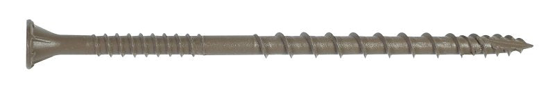 Simpson Strong-Tie Deck-Drive DSVT DSVT4R1LB Deck Screw, #10 Thread, 4 in L, Variable Thread, Tan, Ribbed Flat Head