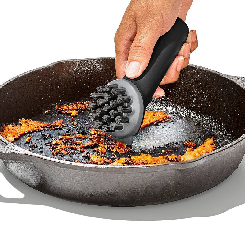 Good Grips 12375200 Brush, 5 in OAL, Cast Iron Trim, Non-Slip Grip Handle, Plastic Handle, Gray Handle