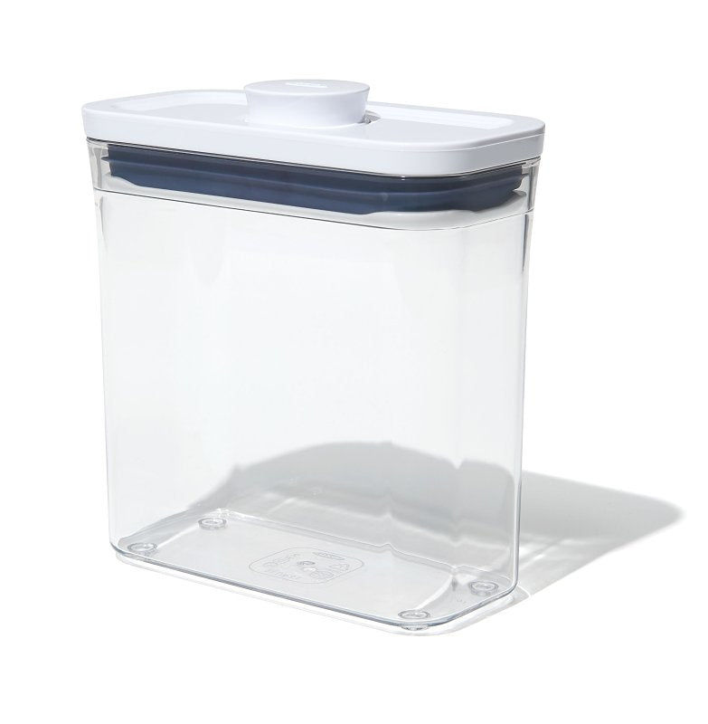 Good Grips 11234900 Short Slim Container, 1.2 qt Capacity, Plastic, Clear, 6.3 in L, 3.1 in W, 6.7 in H, Pack of 4