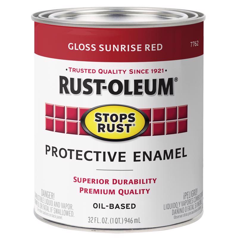Rust-Oleum Stops Rust Indoor and Outdoor Gloss Sunrise Red Oil-Based Protective Paint 1 qt, Pack of 2