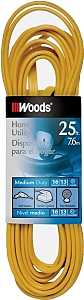 Woods 831 Extension Cord, 16 AWG Cable, 25 ft L, 10 A, 125 V, Yellow