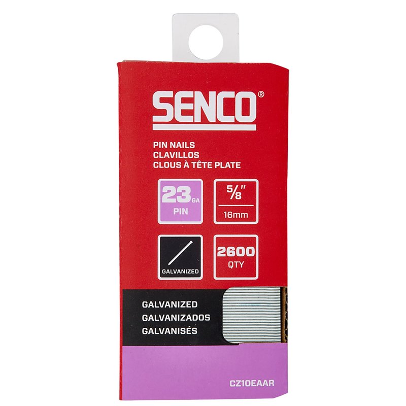 Senco CZ10EAAR Micro Pin Strip, 5/8 in L, 23 ga, Galvanized/Plain