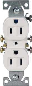 Eaton Wiring Devices 270W/10 Duplex Receptacle, PVC, White, 2-Pole, 15 A, 125 V, 3-Wire, NEMA: 5-15R