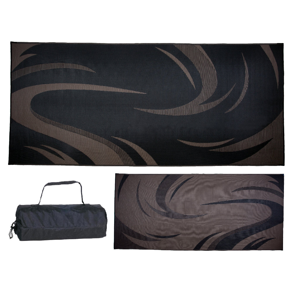 Ming's Mark Reversible Mat, Swish, Black/Brown, 8' x 18'