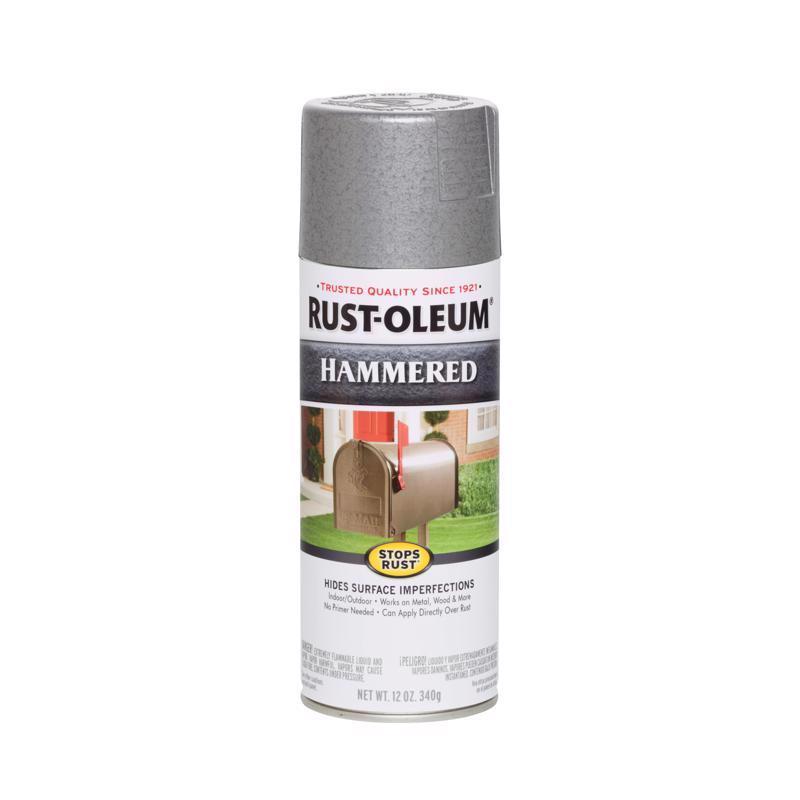 Rust-Oleum Stops Rust Hammered Silver Spray Paint 12 oz, Pack of 6
